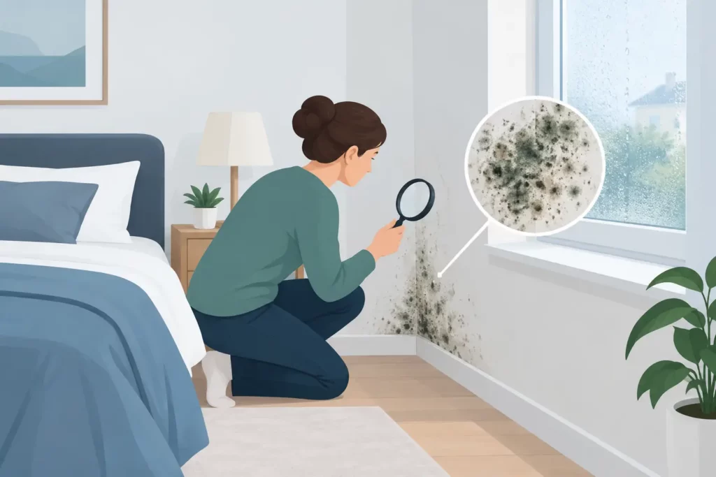 Schimmelursachen im Schlafzimmer finden